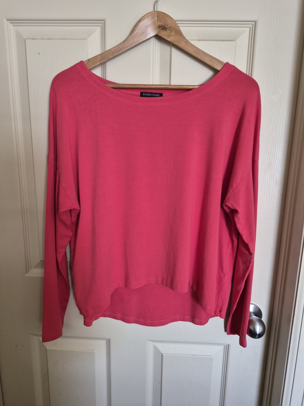 Size M Eileen Fisher  Hot Pink Relaxed Boat-Neck Shirt